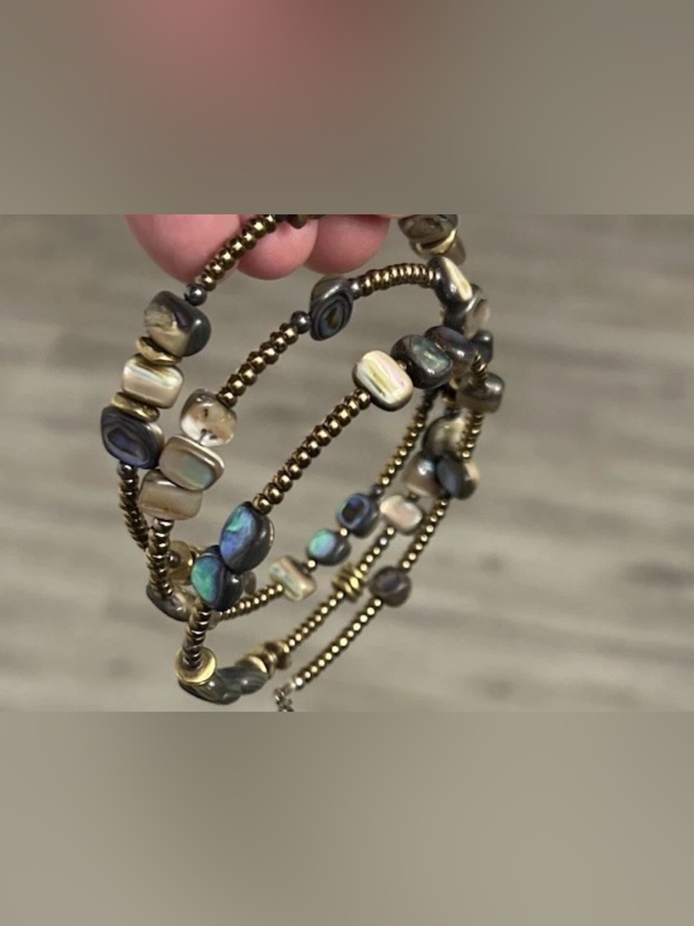 Silpada memory 3wire wrap bracelet Abalone Bronze Vintage Retired SS 925